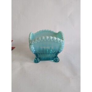 Northwood Blue Opalescent Spooner Bowl Arched Open Sugar Alaska Lions Leg